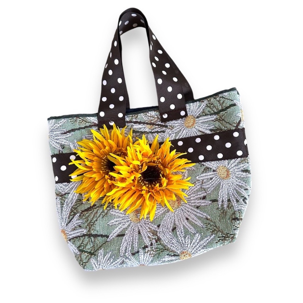VINTAGE Style Sunflower Print Swing Dress w/Matching Purse - Picture 7 of 8